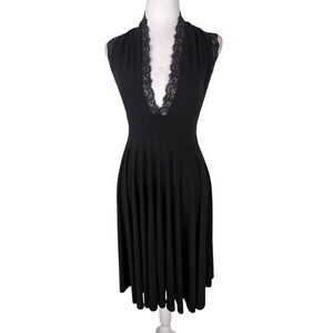 Y2K Halter Babydoll Dress Small Lace Trim Whimsigoth Witchy Fairy Grunge Deep V